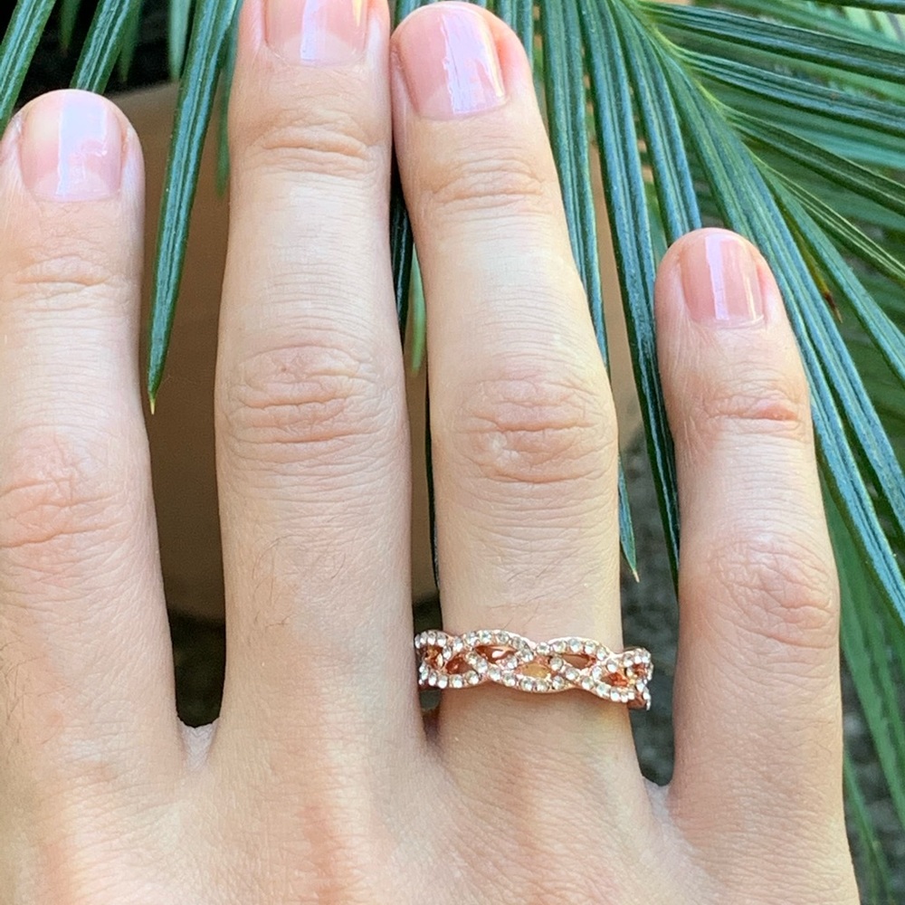 Rings For Women Rose Gold Micro Zirconia Tail - Picture 7 of 8
